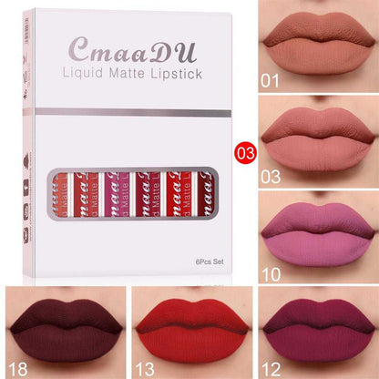 6 Boxes Of Matte Non - stick Cup Waterproof Lipstick Long Lasting Lip Gloss - Luau Loot