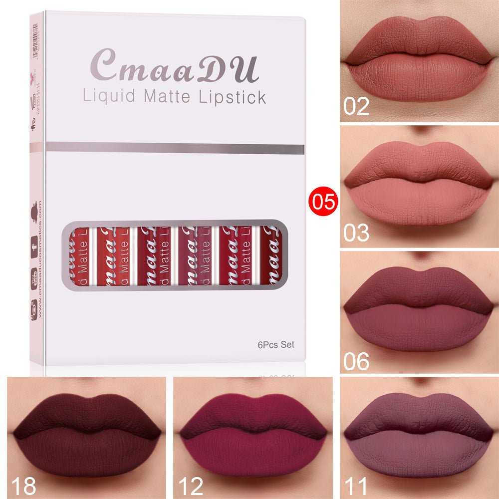 6 Boxes Of Matte Non - stick Cup Waterproof Lipstick Long Lasting Lip Gloss - Luau Loot
