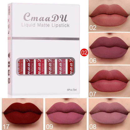 6 Boxes Of Matte Non - stick Cup Waterproof Lipstick Long Lasting Lip Gloss - Luau Loot