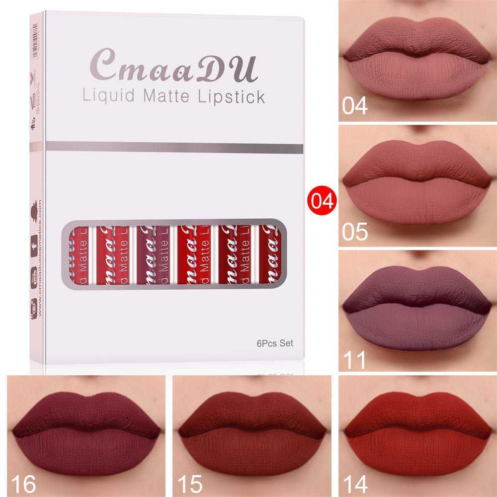 6 Boxes Of Matte Non - stick Cup Waterproof Lipstick Long Lasting Lip Gloss - Luau Loot