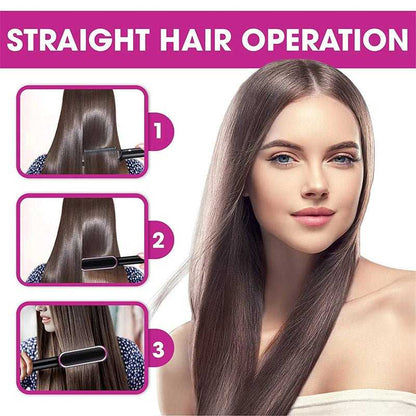 New 2 In 1 Hair Straightener Hot Comb Negative Ion Curling Tong Dual - purpose Electric Hair Brush - Luau Loot