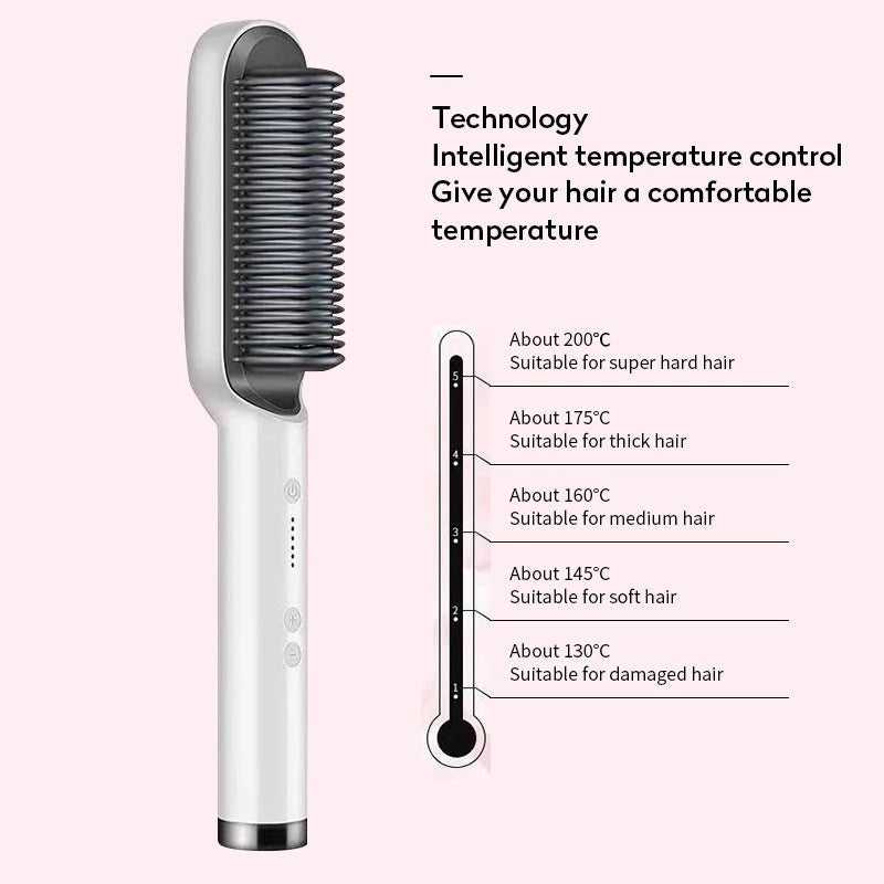 New 2 In 1 Hair Straightener Hot Comb Negative Ion Curling Tong Dual - purpose Electric Hair Brush - Luau Loot