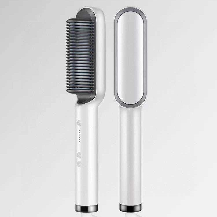 New 2 In 1 Hair Straightener Hot Comb Negative Ion Curling Tong Dual - purpose Electric Hair Brush - Luau Loot