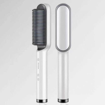 New 2 In 1 Hair Straightener Hot Comb Negative Ion Curling Tong Dual - purpose Electric Hair Brush - Luau Loot